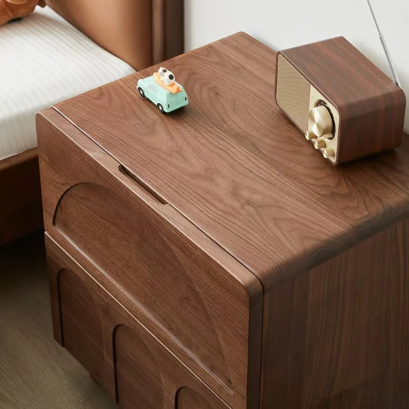 خزانة صغيرة بجانب السرير مصنوعة من خشب الجوز الأسود في أمريكا الشمالية قابلة للتخصيص وبسيطة بجانب السرير