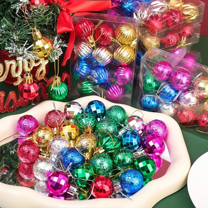 12/60pcs Boxed Set Christmas Ball Ornament Xmas Tree Pendant Decoration Colorful Ball Xmas Hanging Decor Festival Party Supplies