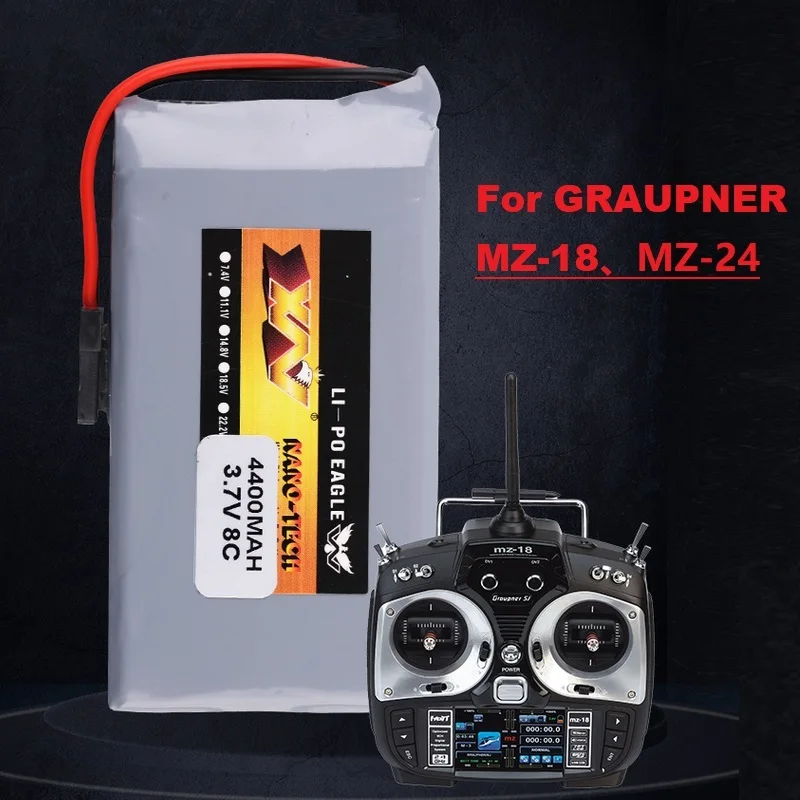 3.7V 4400mAh 8C Lipo Battery For GRAUPNER MZ-18 MZ-24 RC Batteries MZ18/MZ24 Model Aircraft Remote Controller Accumulator