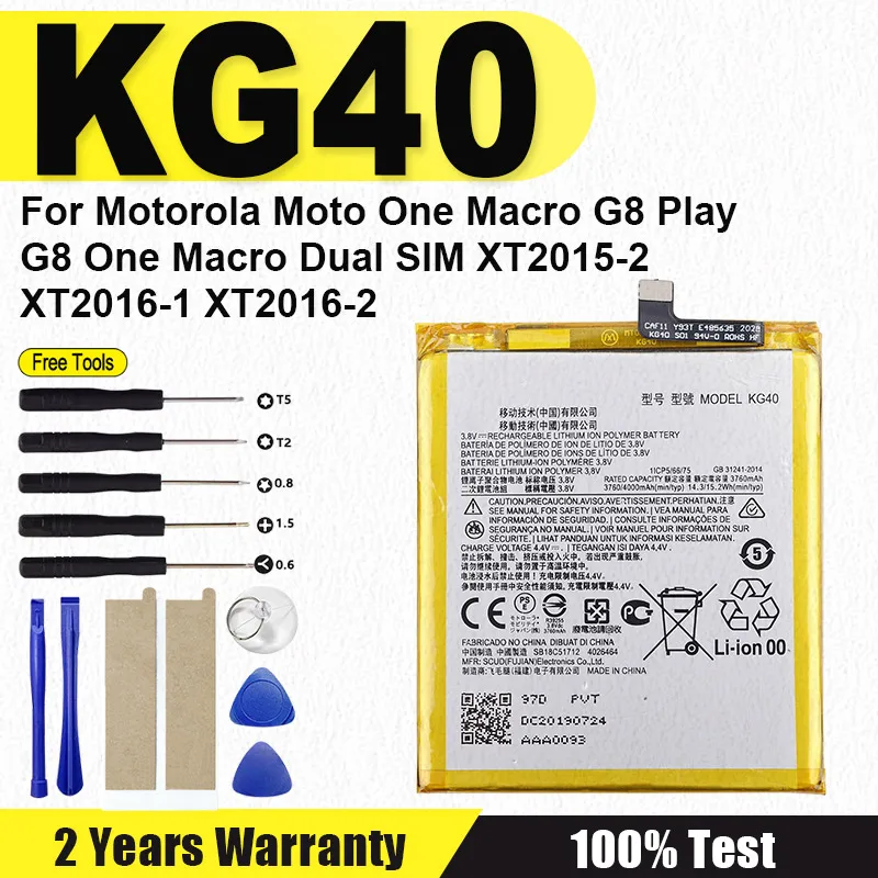 New High Quality 4000mAh KG40 Battery For Motorola Moto One Macro & G8 Play & G8 & One Macro Dual SIM XT2015-2 XT2016-1 XT2016-2