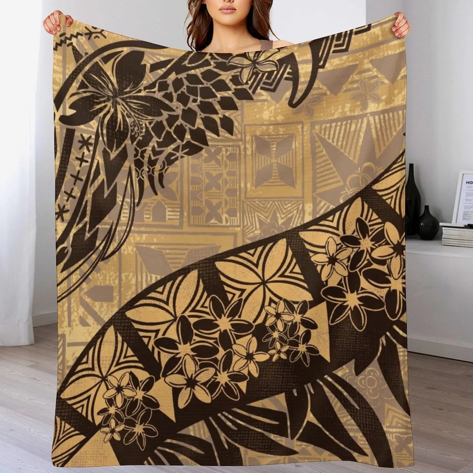 

Vintage Samoan Old Tapa Threads Throw Blanket anime bed plaid sofa bed Sofa Throw Blankets
