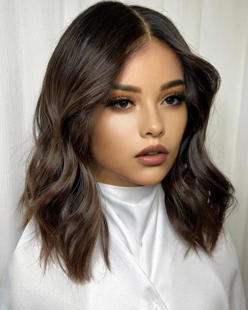 Short Bob Ombre Brown Body WaveNatural Soft 5x5 Silk Base  Jewish Human Hair Wig  Baby Hair HD Lace European Hair Preplucked