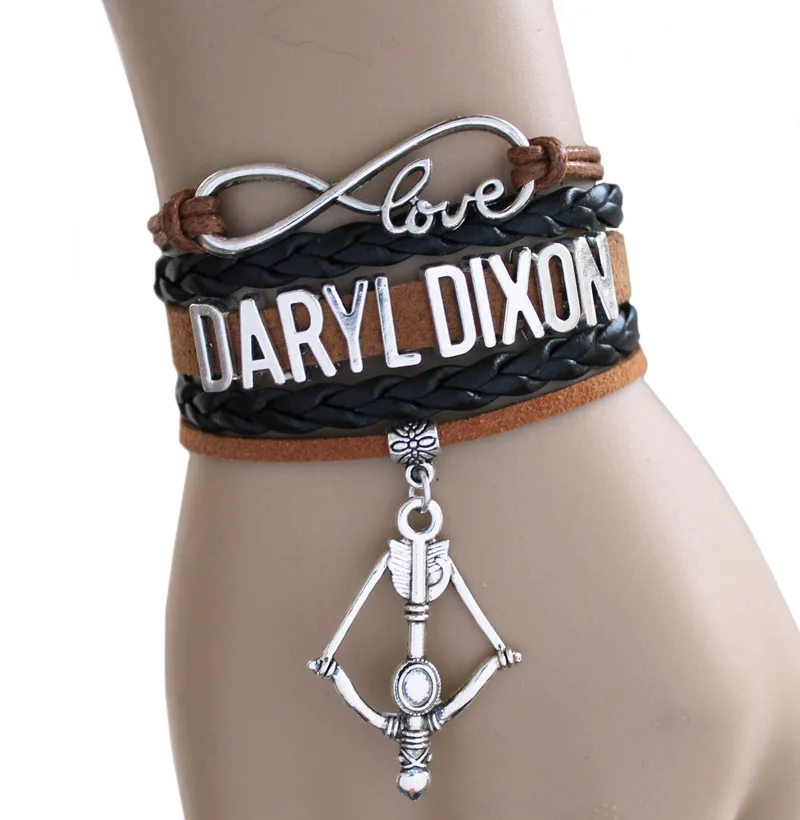 NEW RAAIVED Infinity Bracelet Love CARL grimes cowboy hat DARYL DIXONC rossbow Bracelet Walking Dead Bracelet Custom