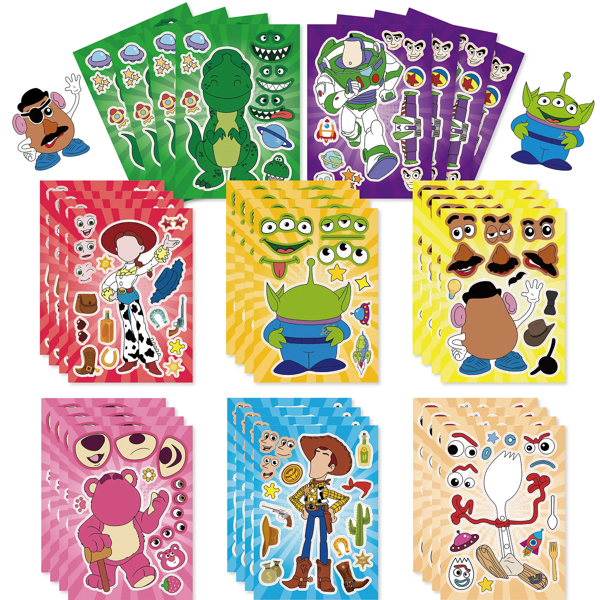 8/16 Pcs Disney Toy Story Make a Face Puzzle Stickers Party Supplies DIY Cartoon Sticker DIY Cartoon Sticker Party Favors