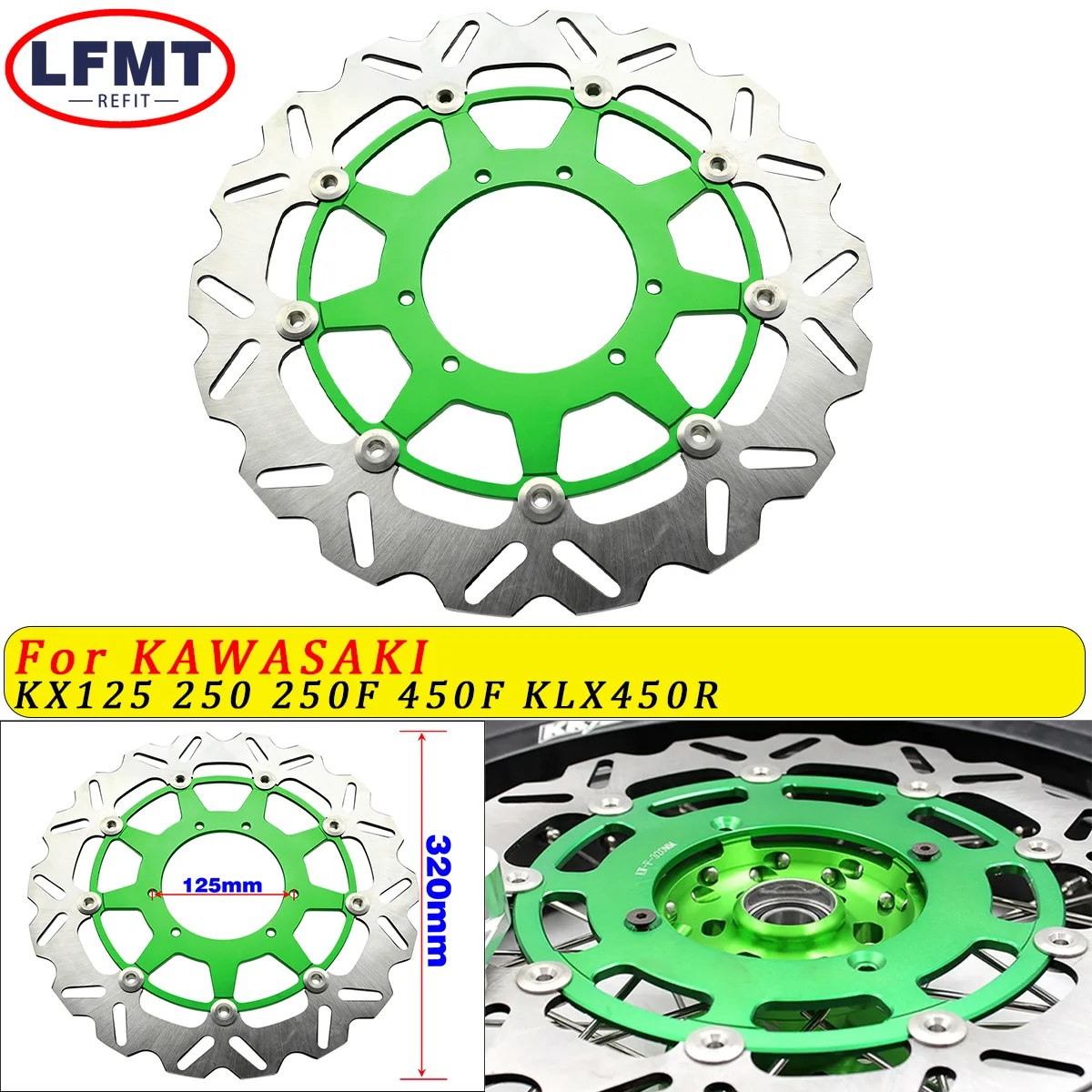 

For Kawasaki KX125 KX250 KX250F KX450F KLX450R KX KLX Motocross Motorcycl Parts 270/320mm Front Rear Floating Brake Disc Rotor