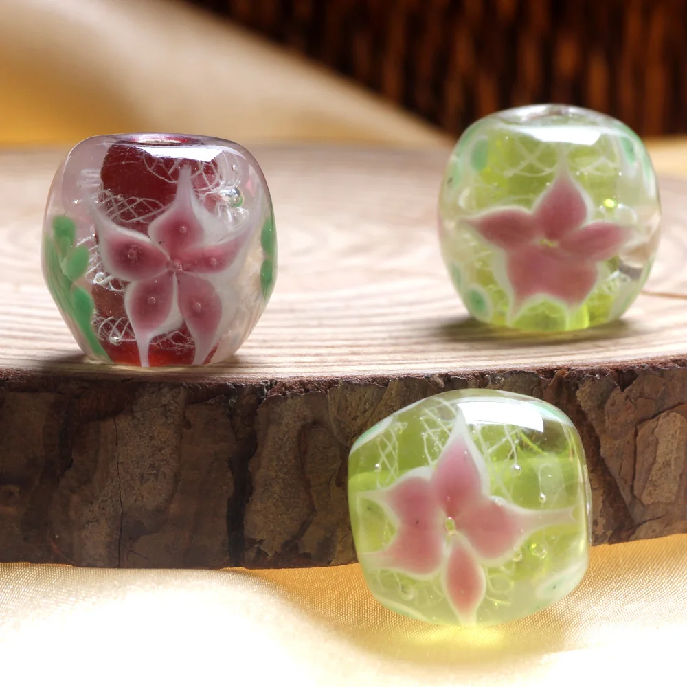 1 قطعة 20 مللي متر عالية المستوى اليدوية شكل بيضاوي Lampwork الزجاج الخرز DIY بها بنفسك موضة الزهور السحر ل قلادة صنع المجوهرات اكسسوارات #2