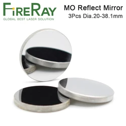 FireRay 3 piezas Mo espejo reflectante Dia. 20 25 30 38,1mm THK 3mm para máquina cortadora de grabado láser CO2