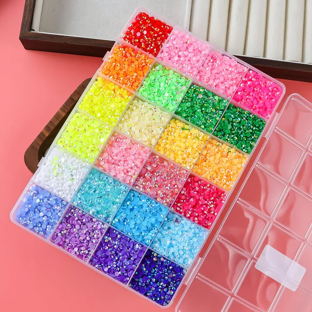 2026 new 24 color 3mm jelly resin flat bottom rhinestone set with DIY accessories, suitable for various DIY phone cases and bags