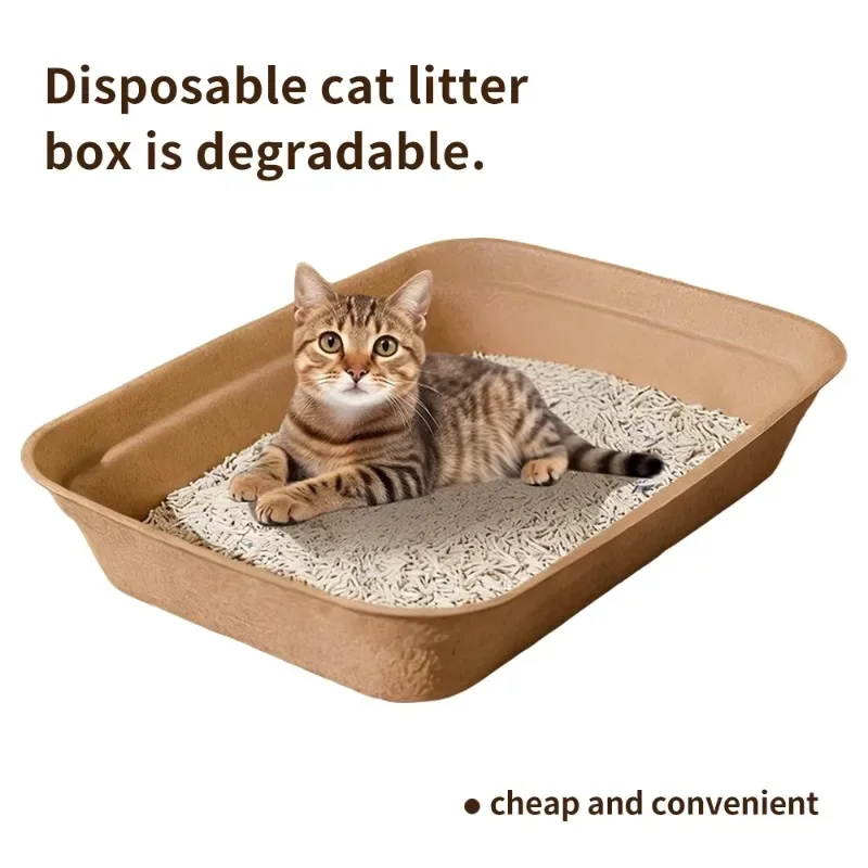 Disposable cat litter box Biodegradable pulp Environmentally friendly portable travel cat litter tray