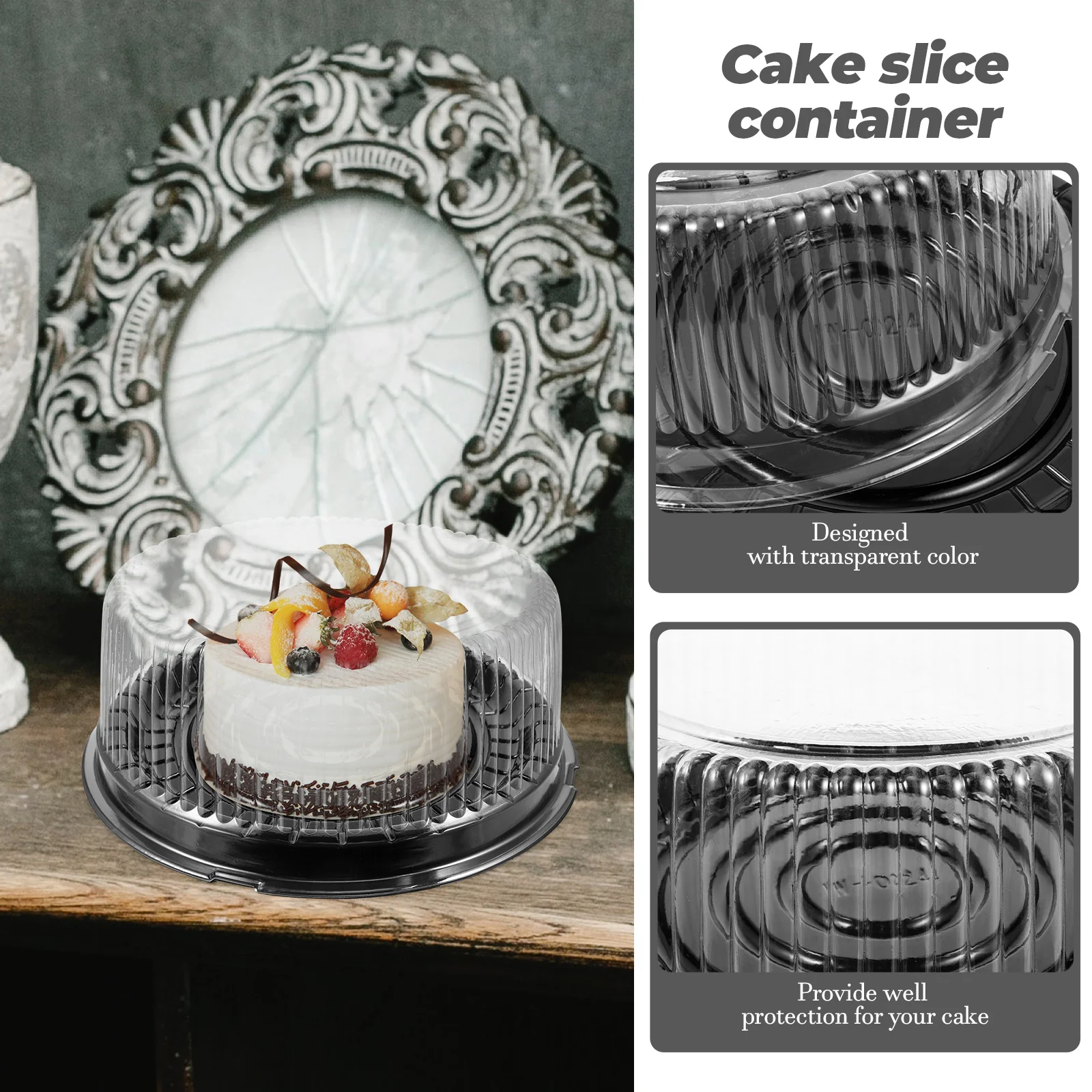 Cake Cheese Storage Box Plastic Containers with Lids Carrier Carriers Clear Transparent Holders Round Biscuit