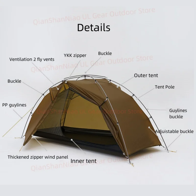 3F UL Gear Taiji 1 Tent Ultralight Single Person Outdoor Camping Tourism Tent Mountaineering Windproof Hiking Tent 1 Person