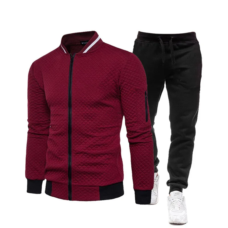 2023 Pring Men Sports Set Casual Sweatshirt Baseball Wear Zipper Long Sleeve Tracksuits Fashion Sweatpants Slim Two-piece Set