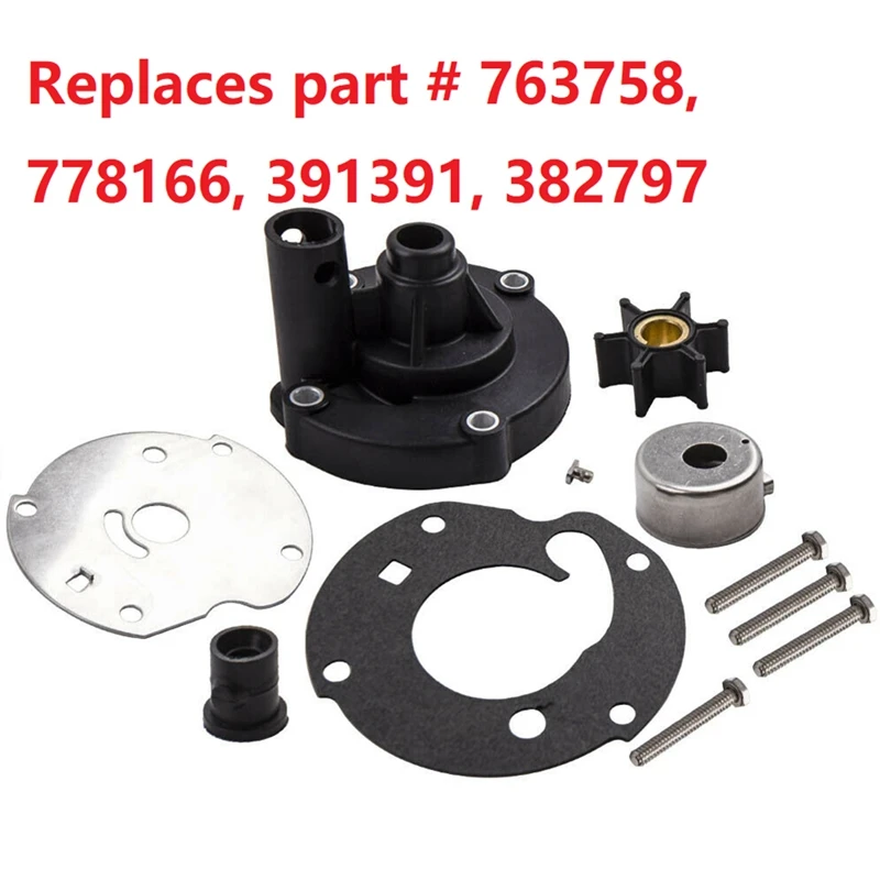 391391 778166 382797 Water Pump Impeller Set 763758 Fit For Johnson Evinrude 5.5HP 6HP 7.5HP Outboard Motors Spare Parts