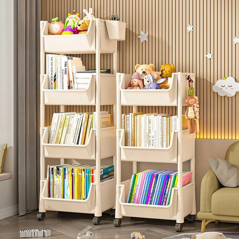 

Trolley Bookshelf Movable Bookshelf Mobile Kitchen Storage Rack Snack Cart Storage Rack Multi-Layer Storages Shelve With Wheels