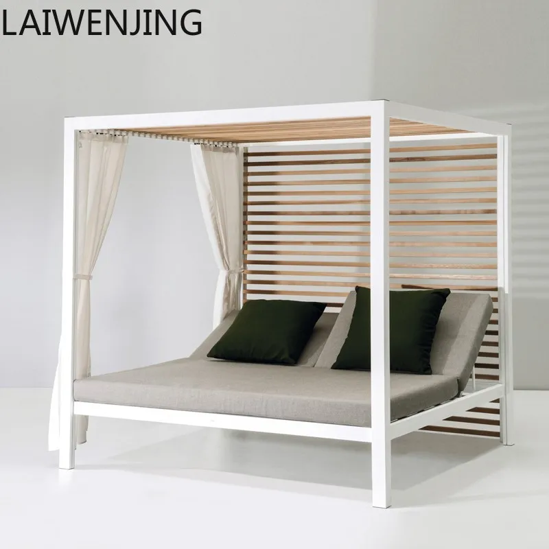 

MJY уличная кровать из цельного дерева, квадратный бассейн, открытый диван-кровать, пляжное кресло для отдыха