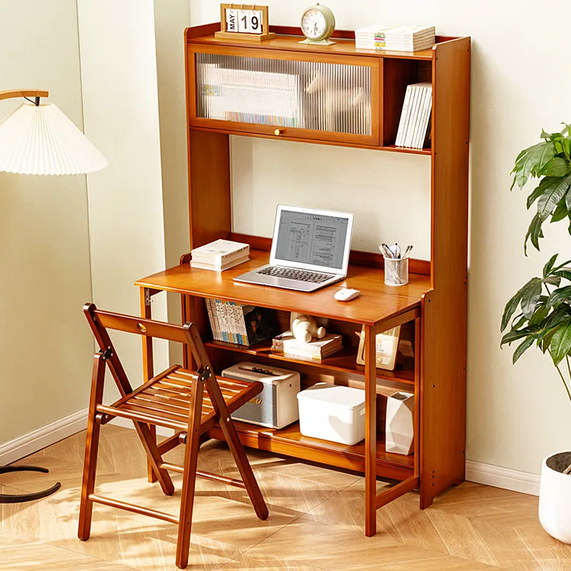 Foldable Bamboo Student Desk and Chair Set Modern Simplicity Design Home Study Desk