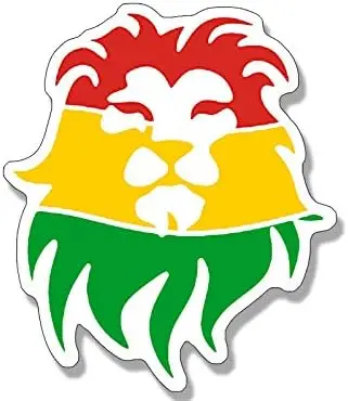 Rasta Lion Head Shaped Sticker (Rastafari Afro Weed Pot Reggae Music Vinyl Decal for car Truck Guitar case or Laptop