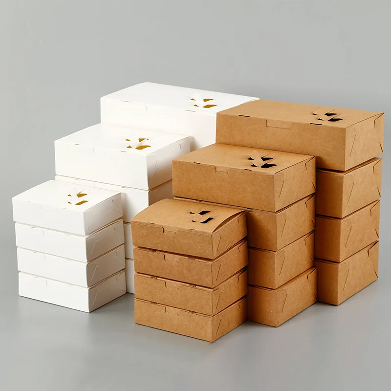 Customized productCustom Eco-friendly Fries Burger Take Away Packing Boxes Biodegradable Food Grade Kraft Paper Boxes