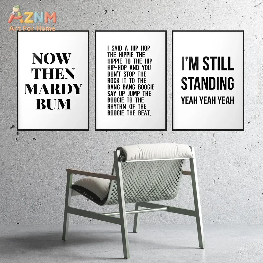 AZNM Colorful Music Lyric Text Canvas Poster Frameless Wall Art Pop Song Quote Typography Print For Bedroom Bar Living Room Tren