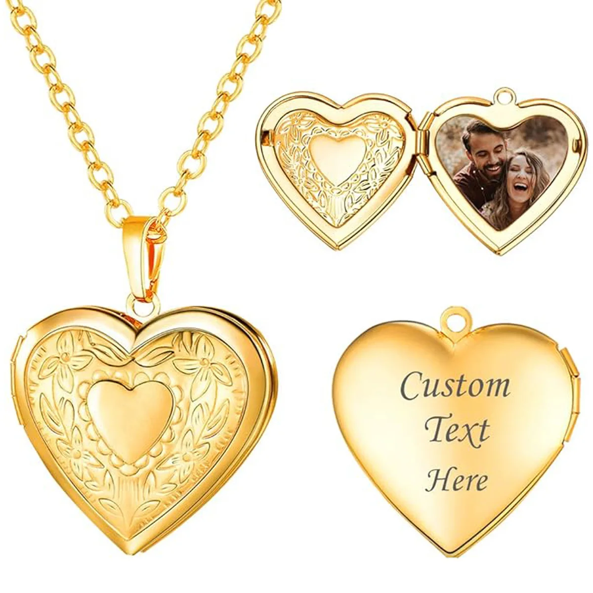 

Custom Photo Love Necklace For Women Heart Shape Personalized Words and Photo Choker Accessory