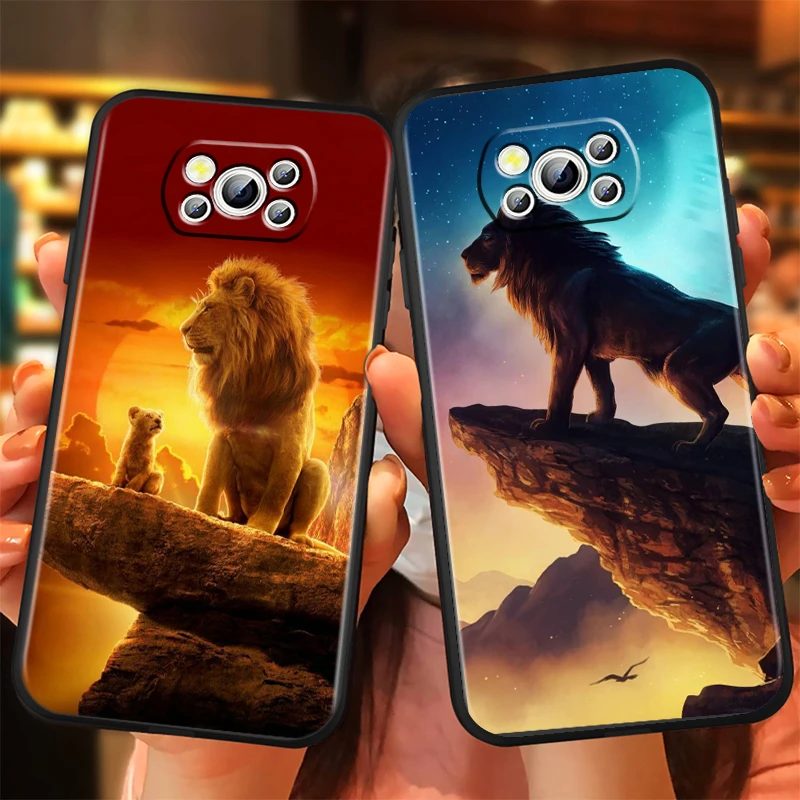 Disney Lion King Simba For Xiaomi Mi Poco F5 F4 F3 F2 X5 X4 X3 M6 M5 M5S M4 M3 C40 Pro GT NFC 5G Black Funda Phone Case