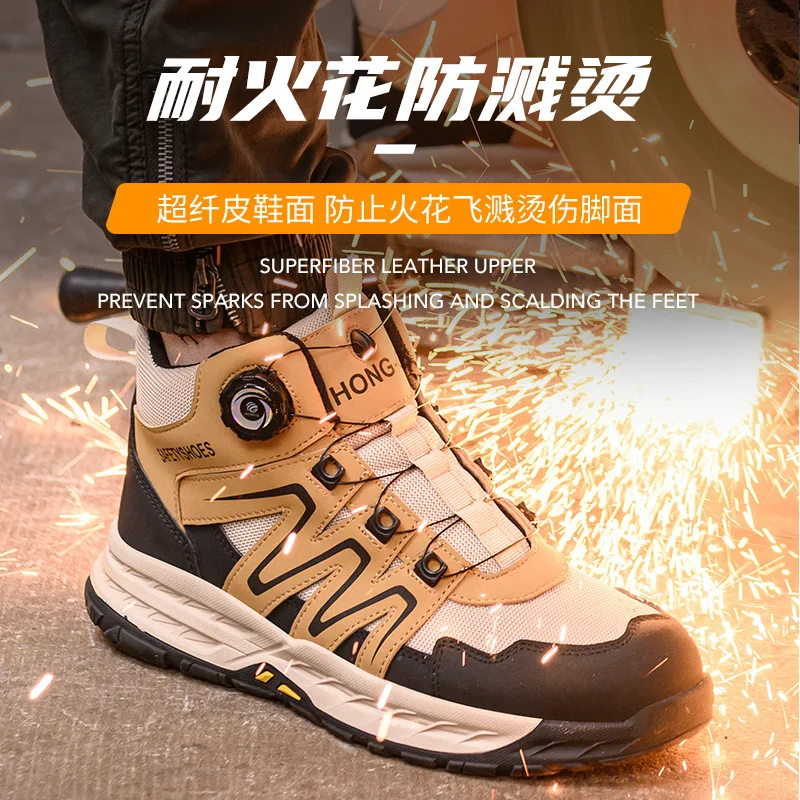 rotary buckle work sneakers work protection shoes male safety shoes man anti smash work shoes working sneakers with iron toe