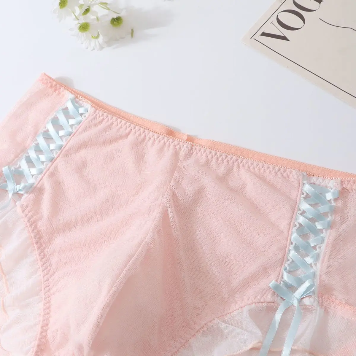 Man's Ropes Bondage Design Cute Pink Briefs Live Show Dance Costumes Private FKK Party LGBTQ BF Gift Harajuku