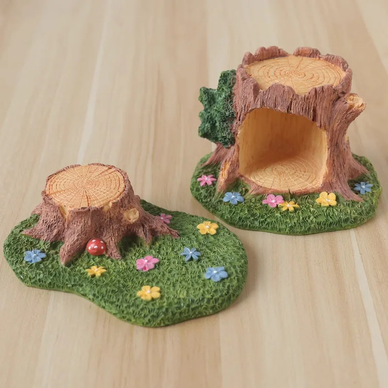Miniatur Dekorasi Meja Resin Lubang Pohon Hutan Ajaib untuk Dekorasi Rumah Kantor, Ornamen Kerajinan Terinspirasi Alam, dan Ide Hadiah