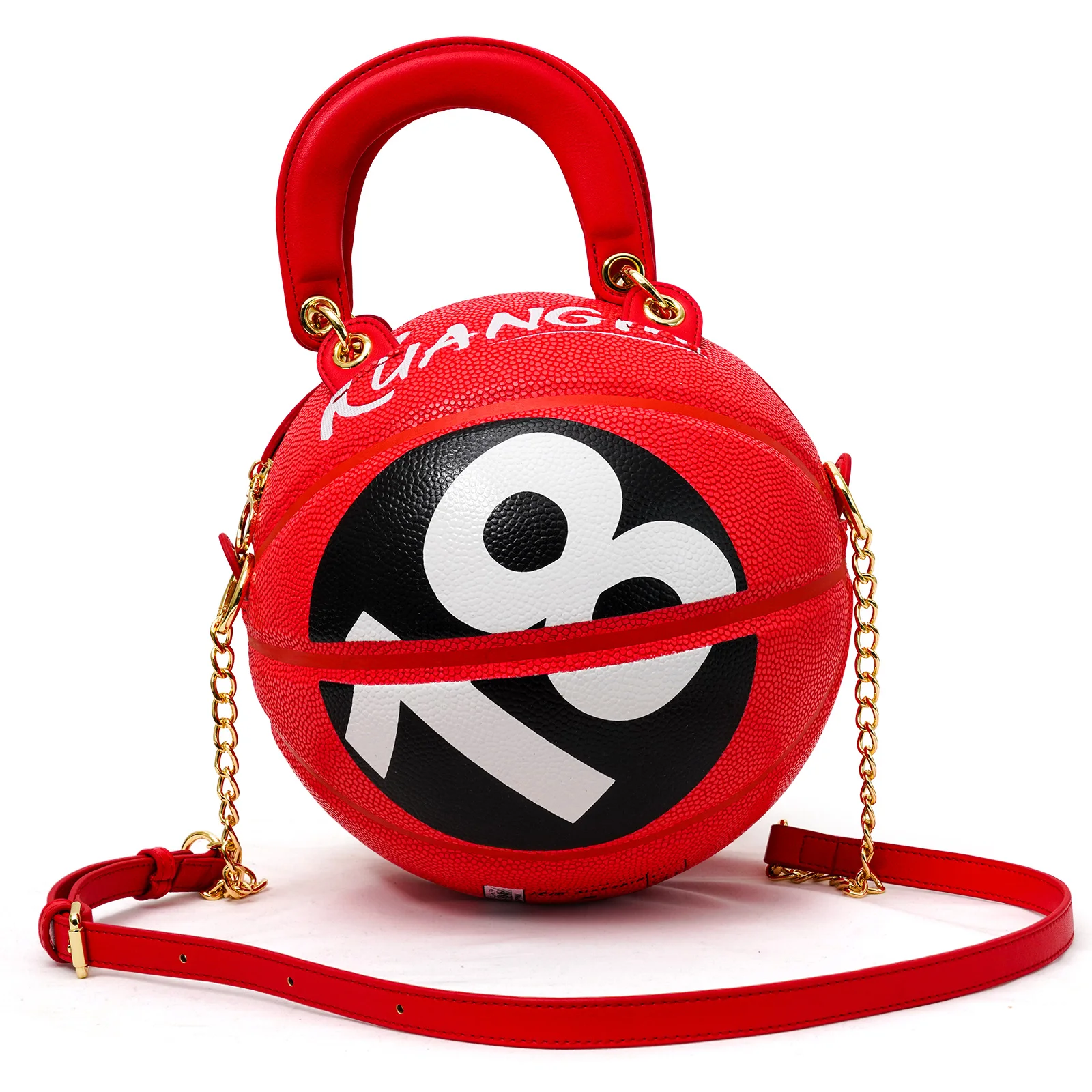 Kuangmi Unique Basketball Shaped Crossbody Bag PU Handbag for Girl Women, Trendy and Cool Street Style Accessories