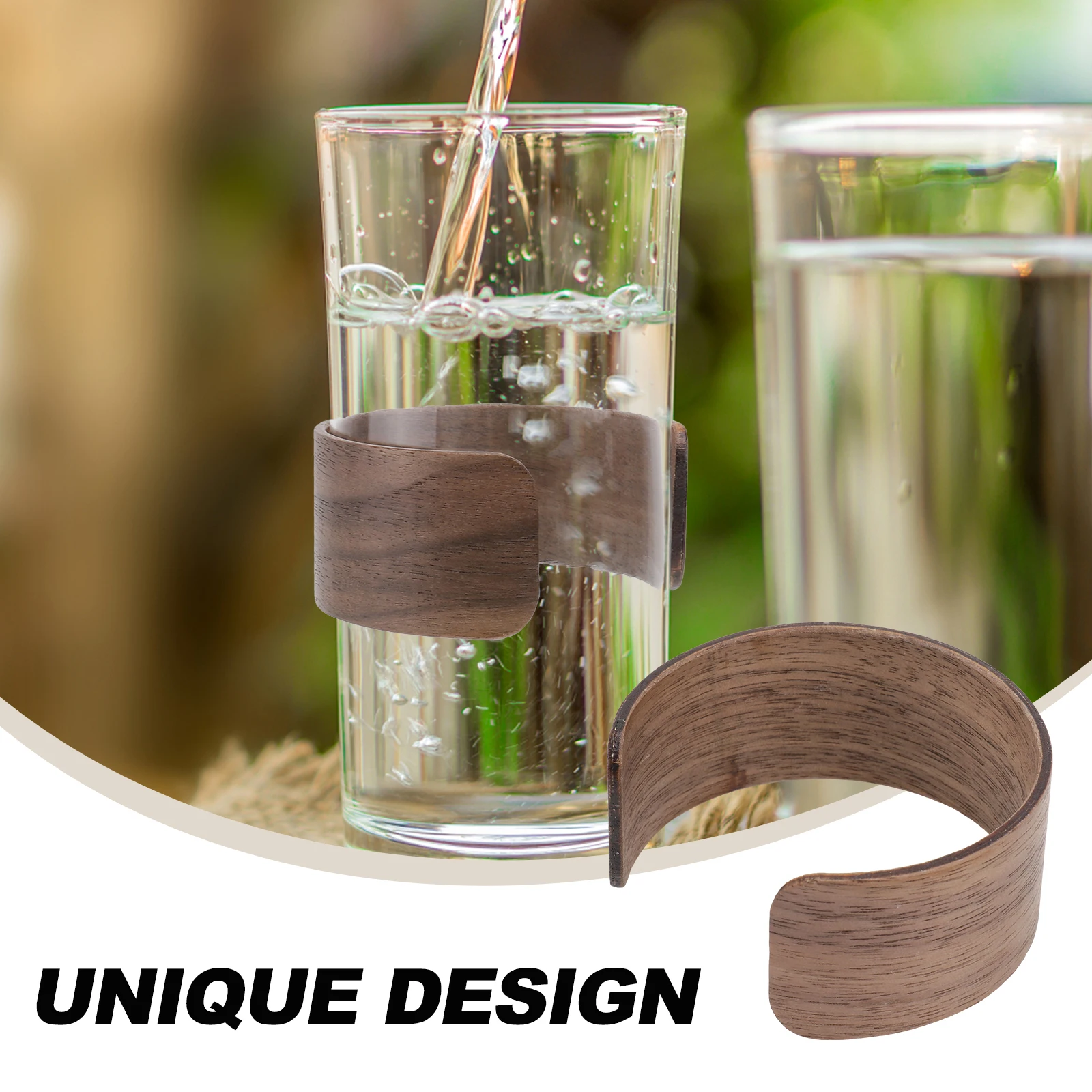 

2Pcs Heat Resistant Wooden Cup Sleeve Protective Non Slip Cover for Glass Bottle Mug Insulated Tumbler Protective Cover