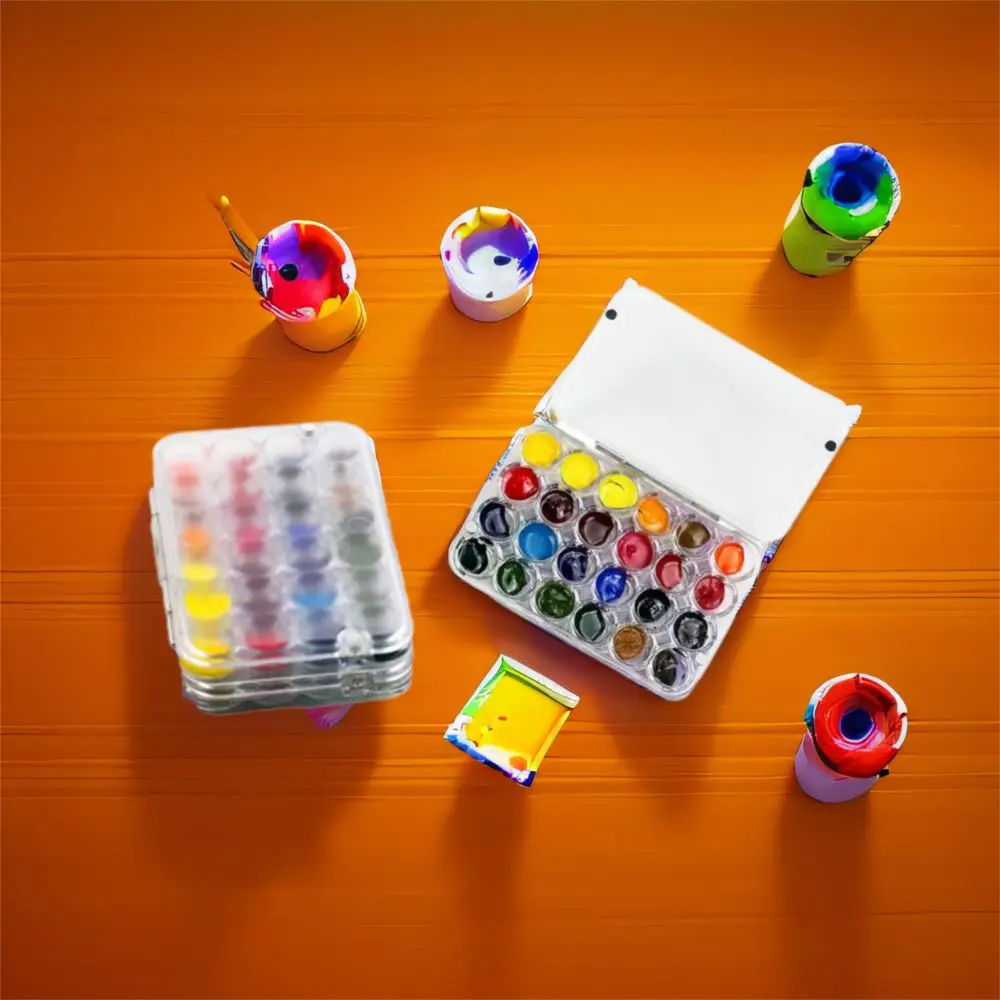 

Portable 24 Grids Mini Watercolor Palette Acrylic Empty Watercolor Paint Tray Sealed Transparent Paint Box for Home