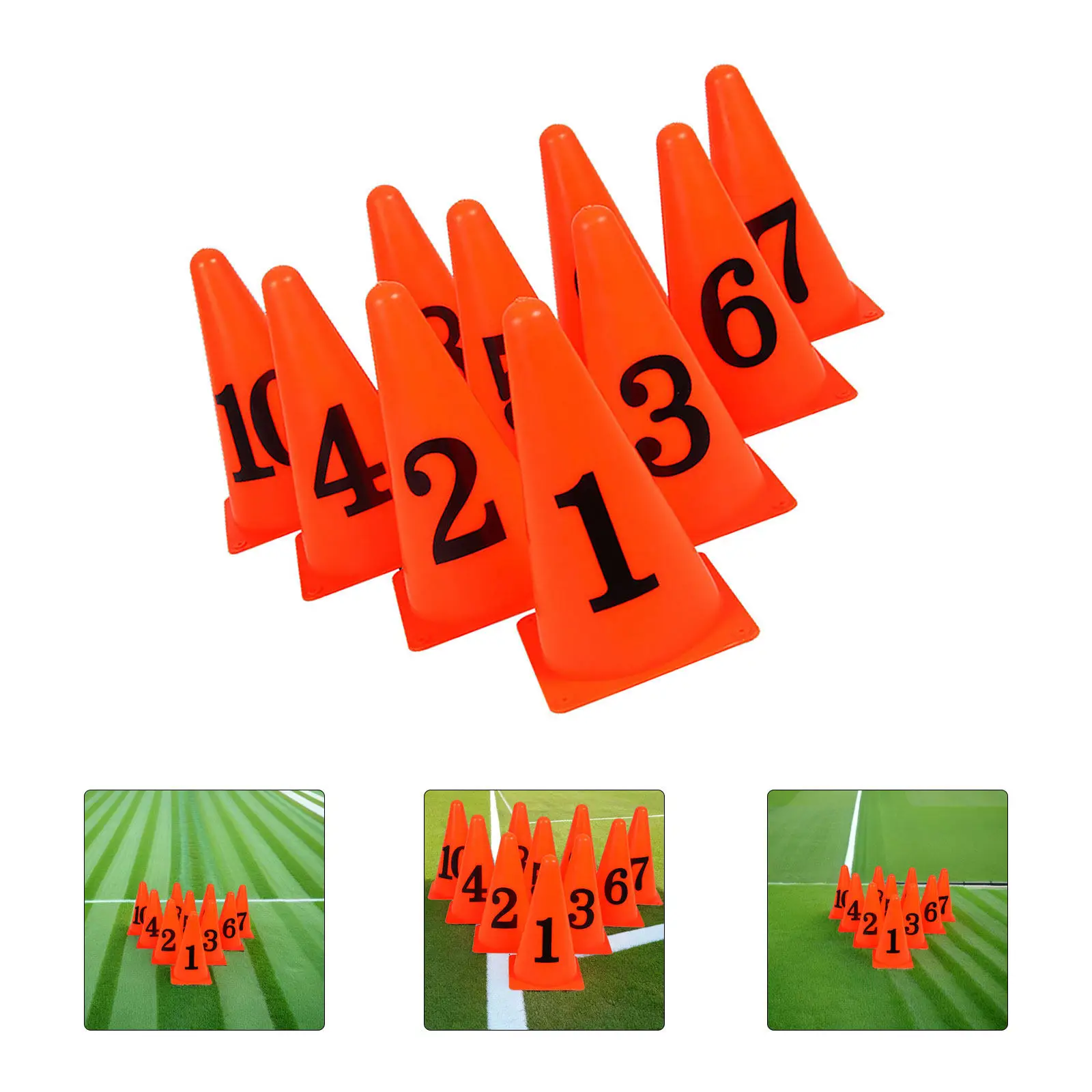 

10 шт. прочных ударопрочных маркерных конусов оранжевого и черного цвета из полиэтилена для тренировок по футболу, баскетболу, теннису