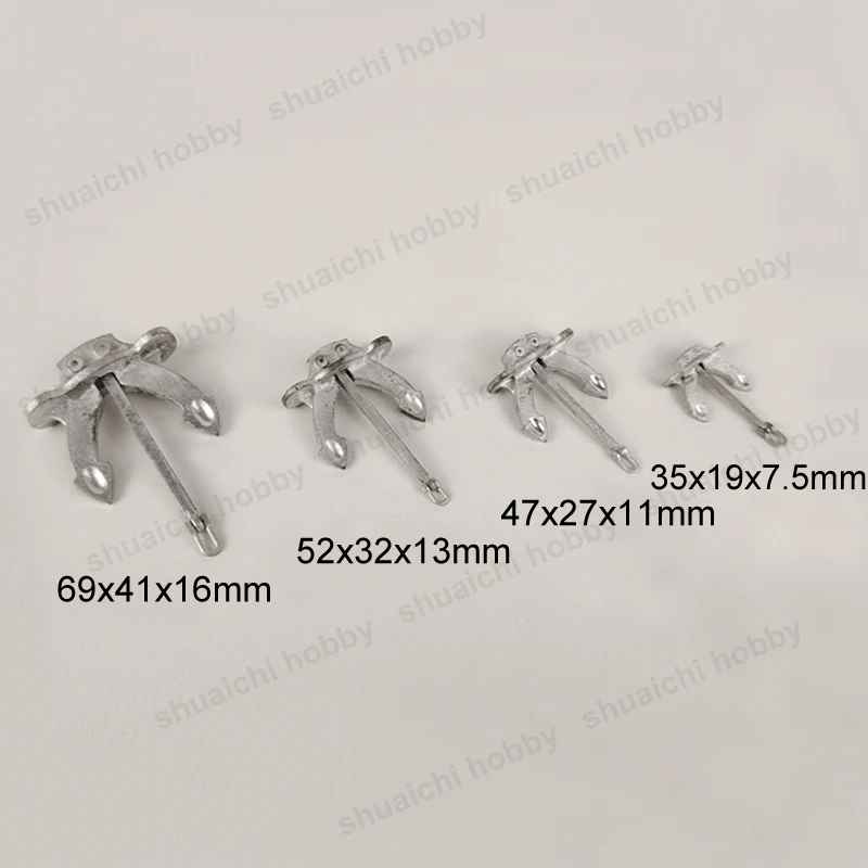 1PCS RC Model Ship Mini Alloy Hall Anchor Movable Anchor-rod Marine Anchor Modification Parts for Simulation Boat DIY Ornaments