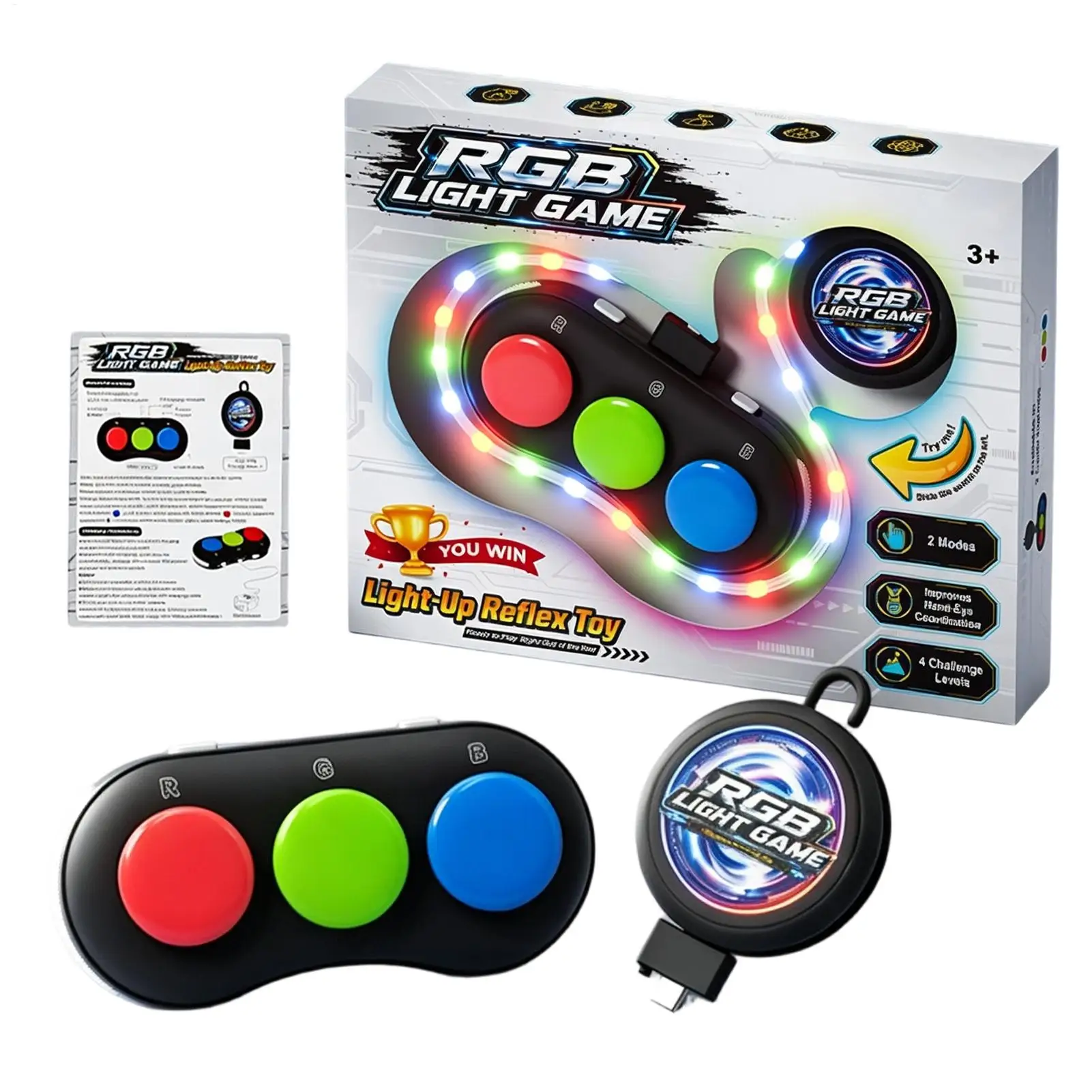 Music Rhythm Light-Up Game RGB Handheld Speed Cube Toy LED Challenge Game for Kids Adults, Party Gift