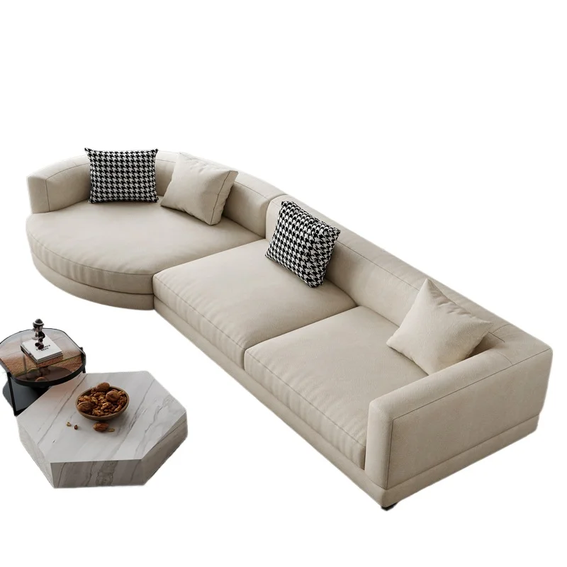 

Technology fabric sofa living room small apartment modern simple cotton and linen wabi sandy wind circular curved sofa