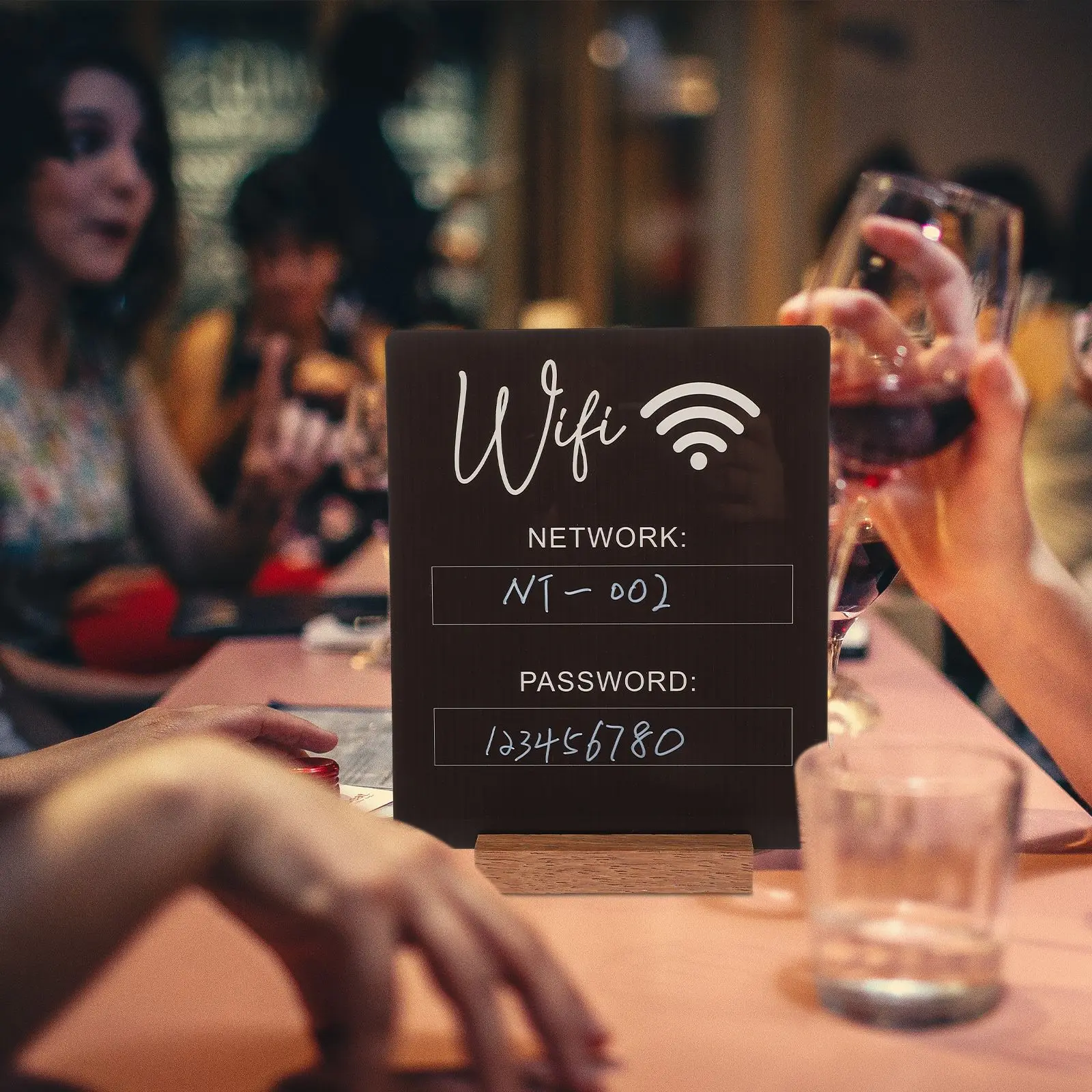 Sinal wi-fi branco decoração acrílico lembrete mesa rede cobertura ornamentos sinalização sem fio escritório mesa de jantar hotel wifi sinal