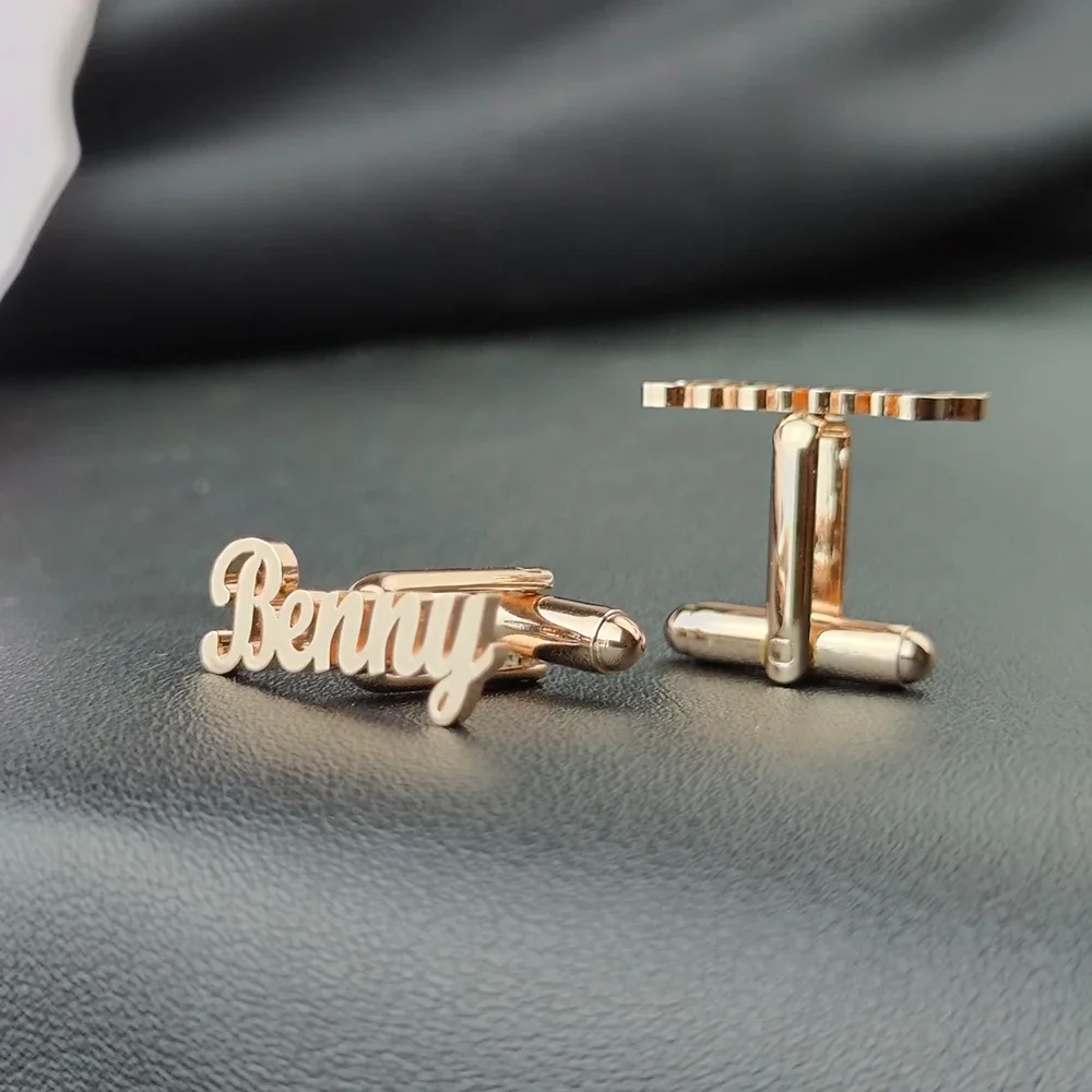 Custom Name Cufflinks for Men, Silver Stainless Steel Engraved Initial Letter Cufflinks, Formal Wedding Groom Gift