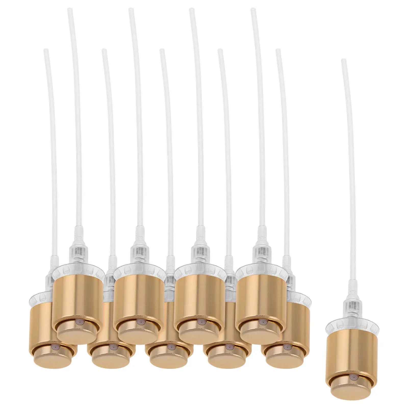 

12Pcs Gold Edge Replacement Perfume Spray Pump Nozzle Plastic Spray Head Fine Atomization Refillable Mini Sprayer Cap Travel