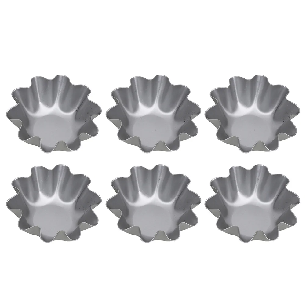 

6 Pcs Egg Tart Mold Baking Molds for Tartlets Saucepans Liner Cake Aluminum Alloy Rings Mini Eggs