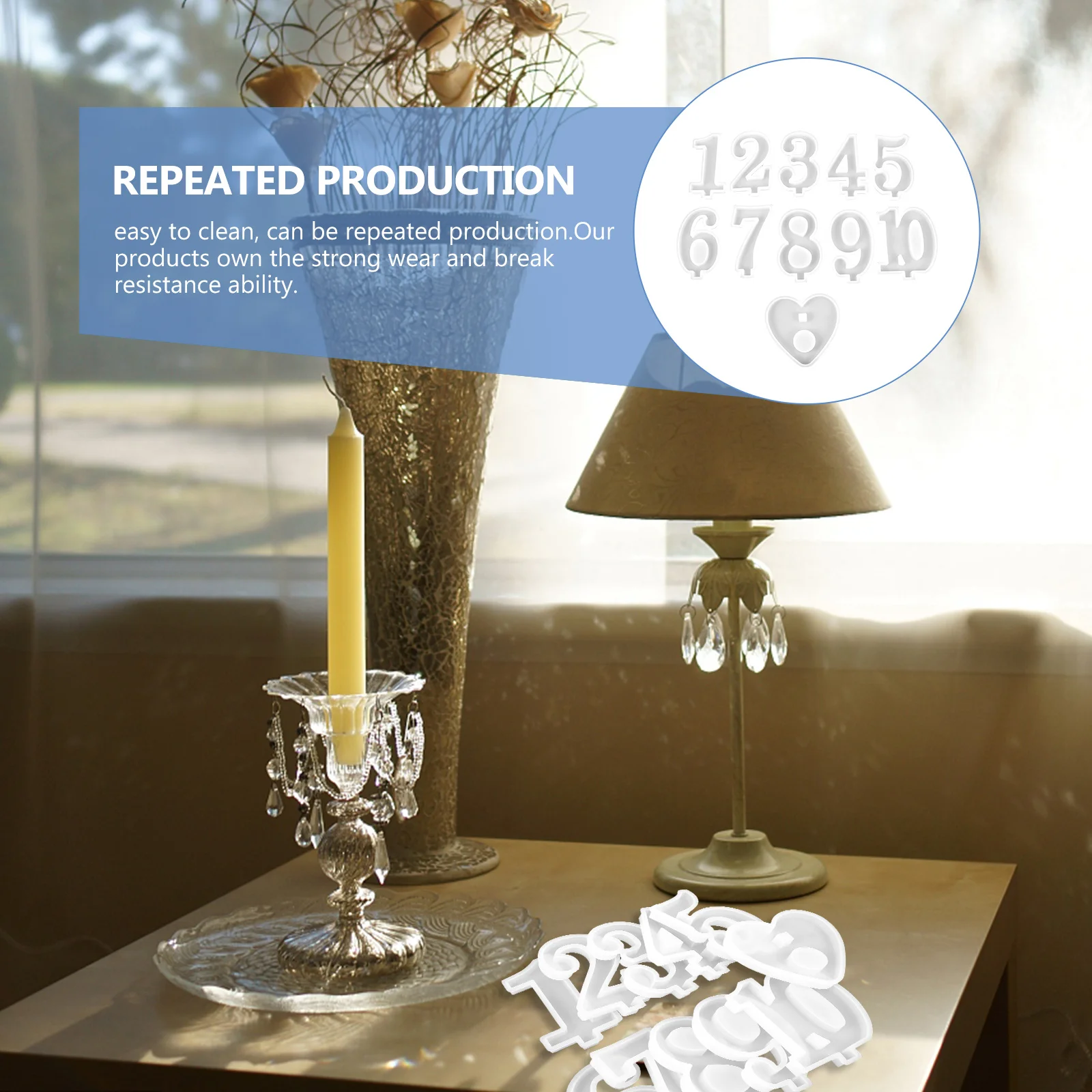 

11Pcs Numbers Design DIY Mould Round Edge Stand Crafting Mold Smooth Surface Wear Resistant Manual Adornment Making