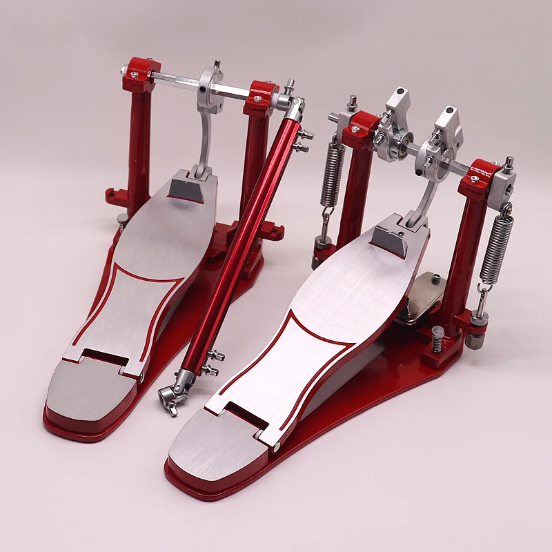 Hot Sale Double Direct Drive Drum Pedal Bass Drum Pedal Double Chain Drive Pedal Set Drum Foot Pedal Base Red Blue Black