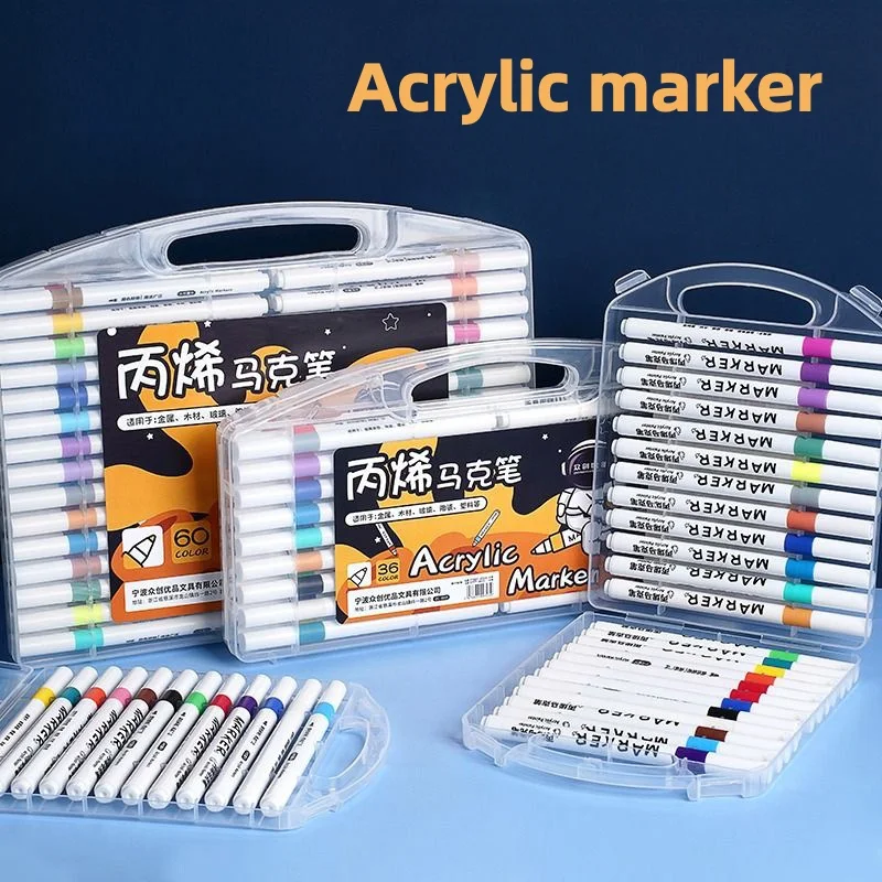12-80Colors Professional Acrylic Markers Set with Storage Box, Multi-Surface Pens for Rock, Ceramic, Glass & Wood, Art Supplies