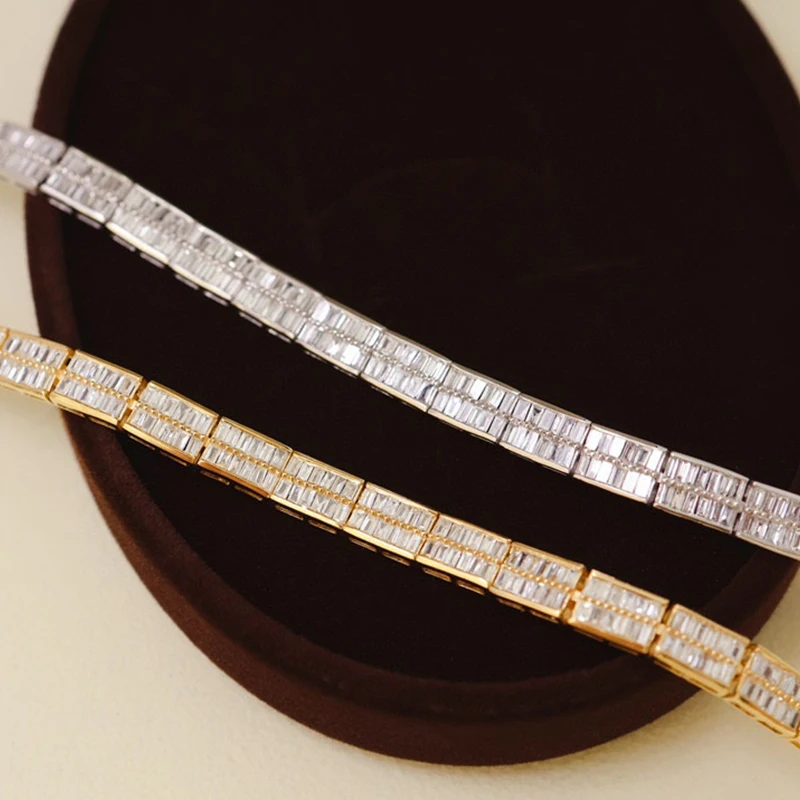 Aazuo Luxurydesign 18K Gold Real Diamond 2.2ct Square Lines Bracelet Gifted For Woman Upscale Trendy Wedding Engagement Party