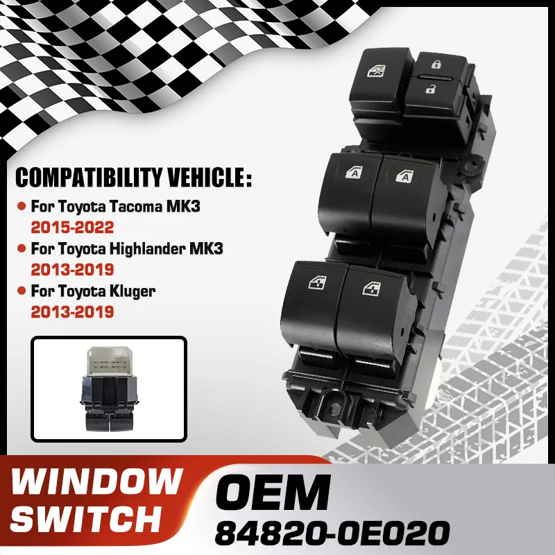 

Car Window Master Switch Glass Lifter Button For Toyota Tacoma MK3 2015-2022 Toyota Kluger Toyota Highlander 2013-2019 18 Pins
