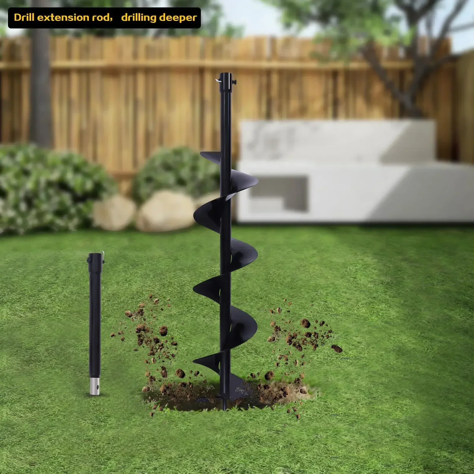 

Garden Auger Drill Bit 6x31 Inch Spiral Earth Digger for Planting Post Holes Outdoor Landscaping
