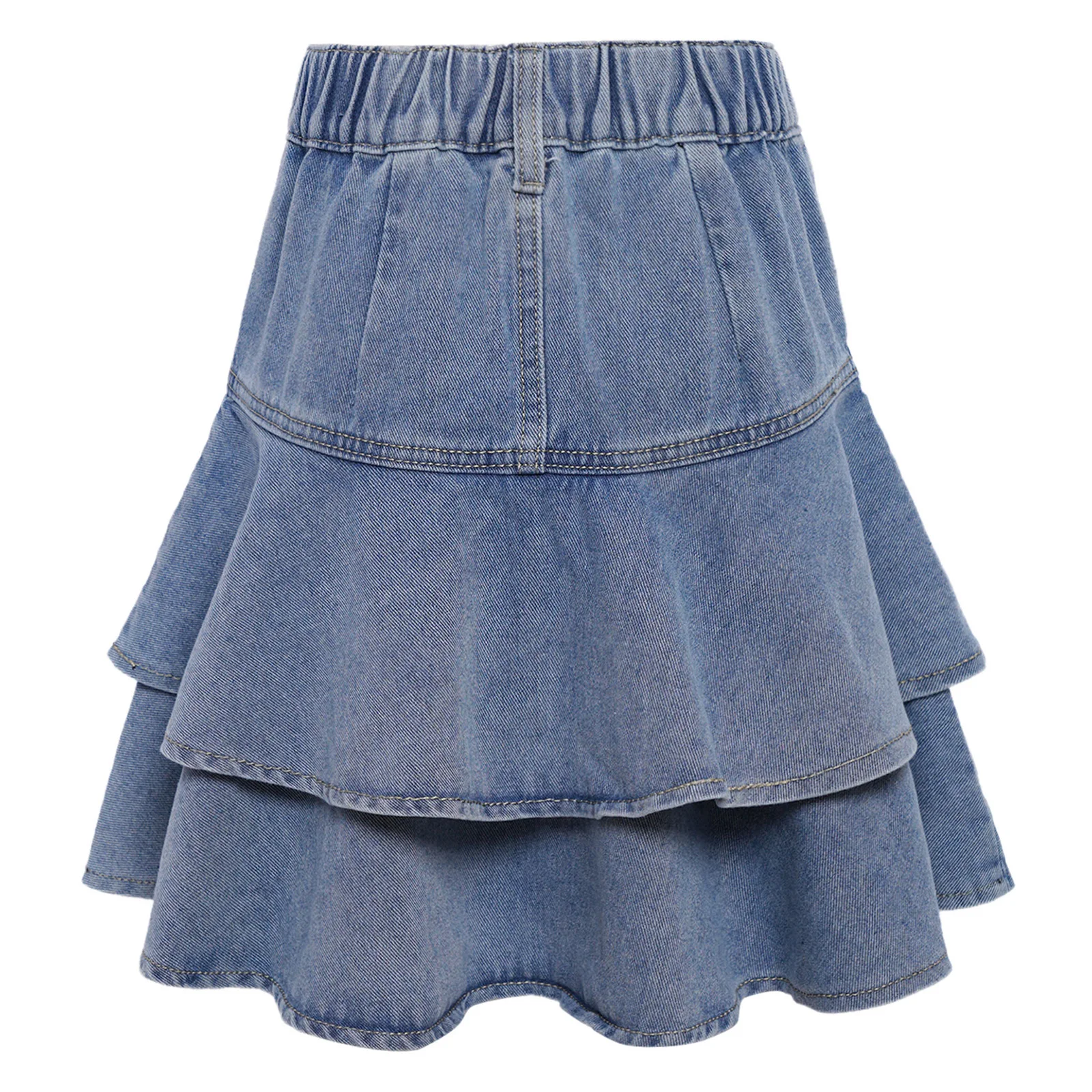 Kids Girls Denim Skirt Summer Korean Cute Ruffled Skirt/Shorts for Birthday Picnic Park Vacation Beach Casual Children Clothing