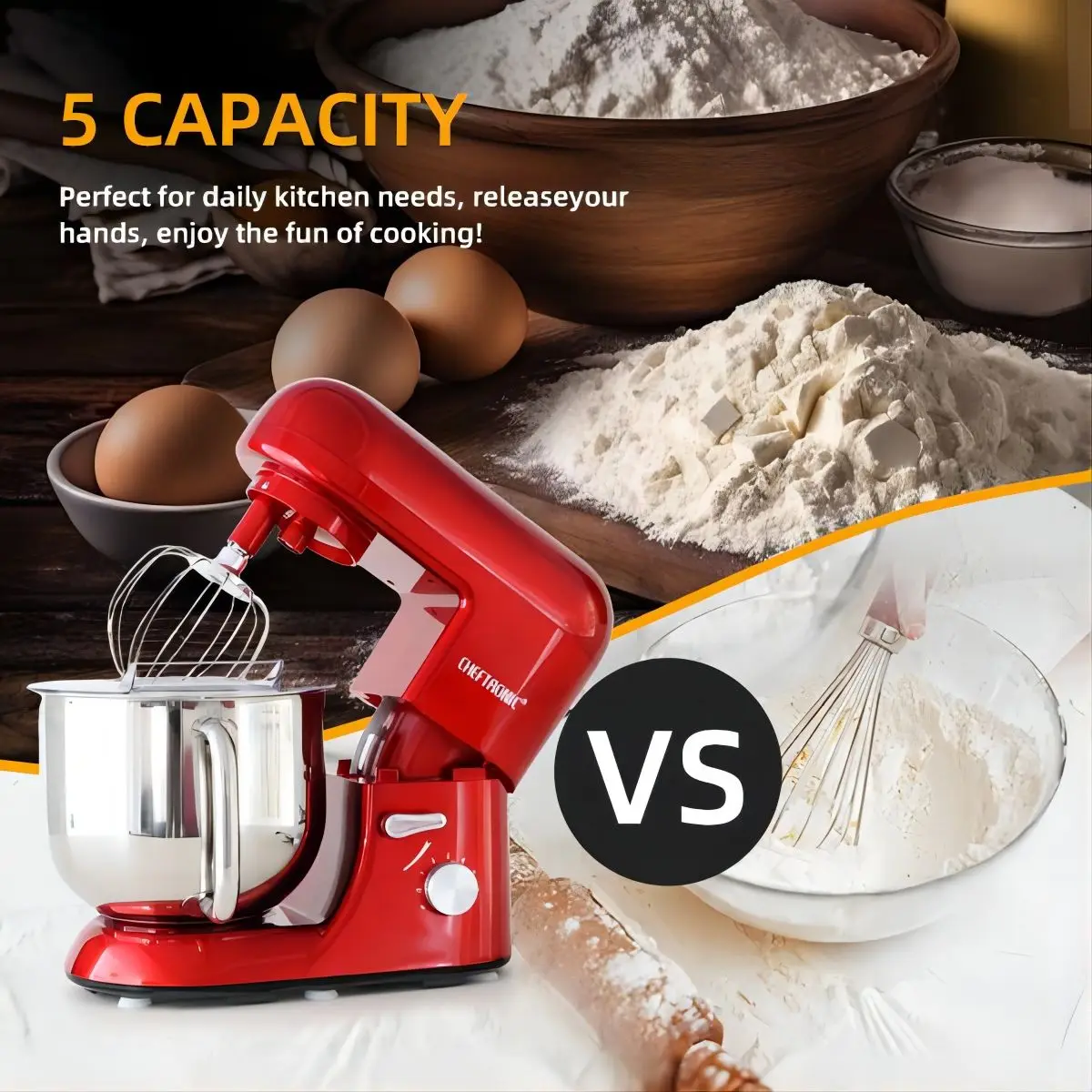 1pc CHEFTRONIC Stand Mixer, 7 Qt Tilt-Head Electric Household Stand Mixer - 650W 6-P Speed, US Plug, Frother for milk