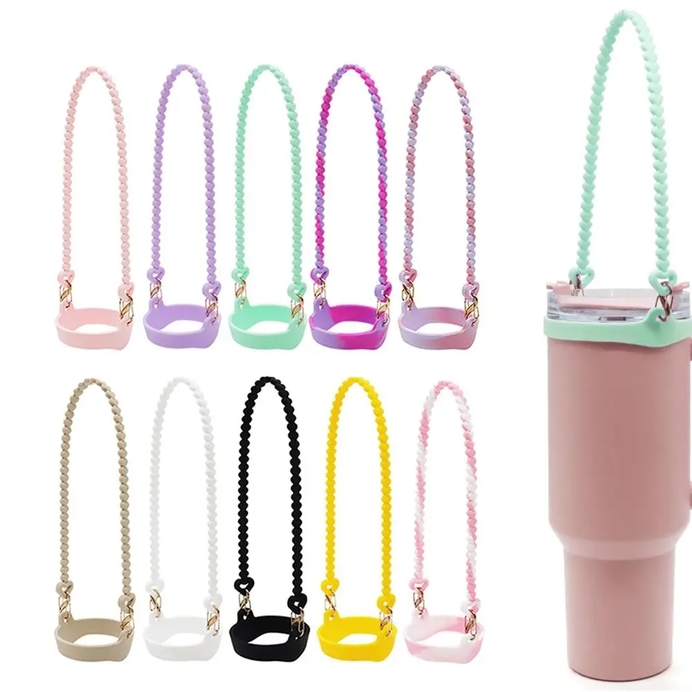 Soporte portátil antideslizante de silicona suave para botella de agua con correa, asa para botella de agua, apto para accesorio de taza Stanley