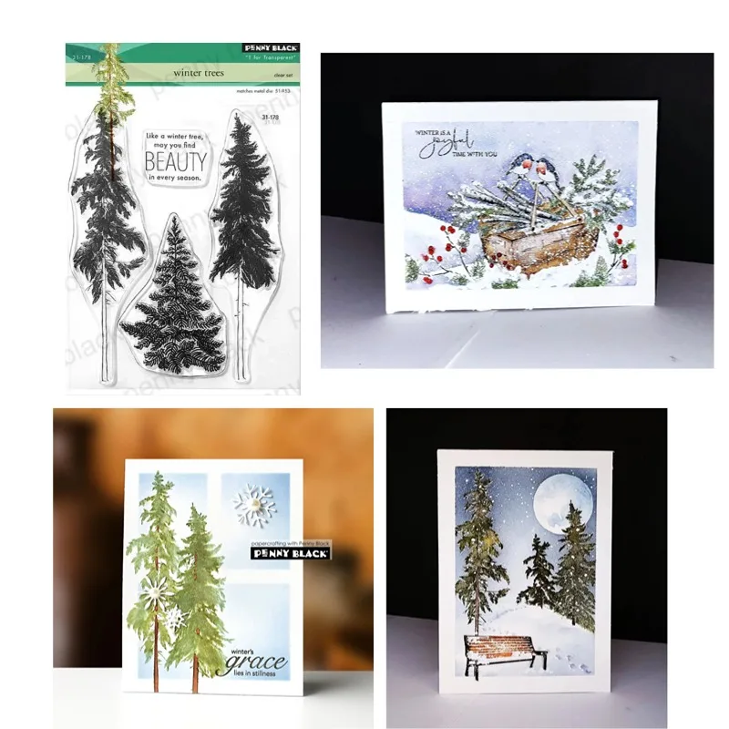 Vida penas fosco grove natal neve winterful amigo árvores corte de metal selo estêncil álbum de fotos papel diy emboss