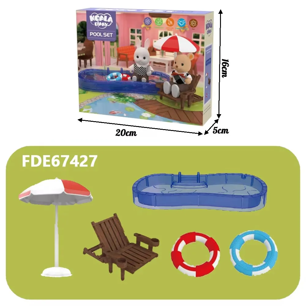 Rollenspiel Spielzeug 1:12 Puppenhaus Koala Klassenzimmer Szene Zubehör Schwimmbad Miniaturmöbel Mädchen Geburtstagsgeschenke